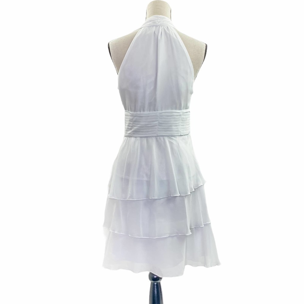 FELINE White Ruffled Halter Fit & Flare Dress - Picture 5 of 12